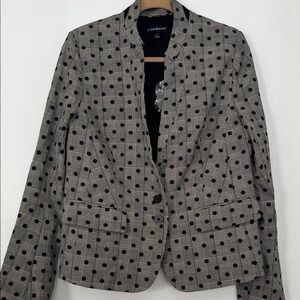 Lane Bryant Black and White Checked Polka Dot Blazer